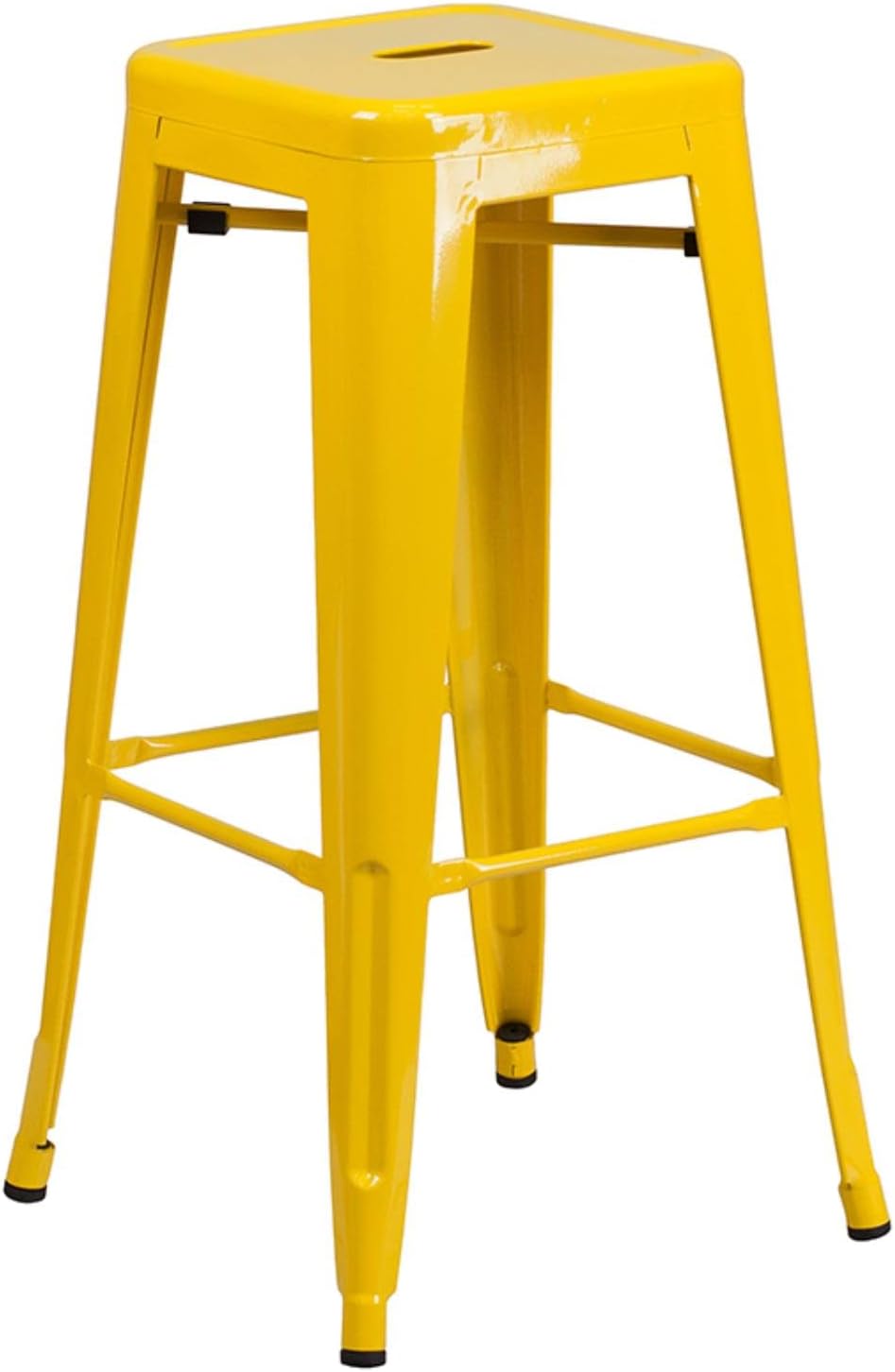 Flash Furniture 30"H Commercial Modern Metal Backless Barstool, Indoor/Outdoor Industrial Square Stacking Bar Stool for Patio Bars/Restaurants, Black