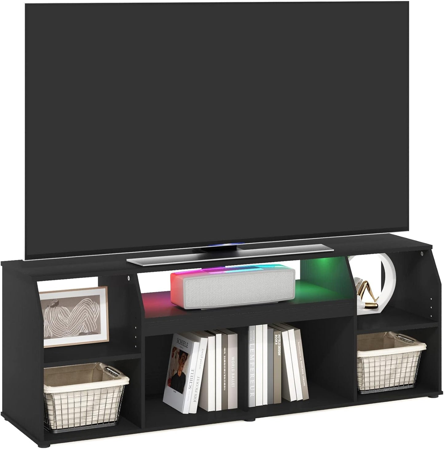 Furinno JAYA Large Entertainment Stand for TV Up to 55 Inch, French Oak Grey/Black