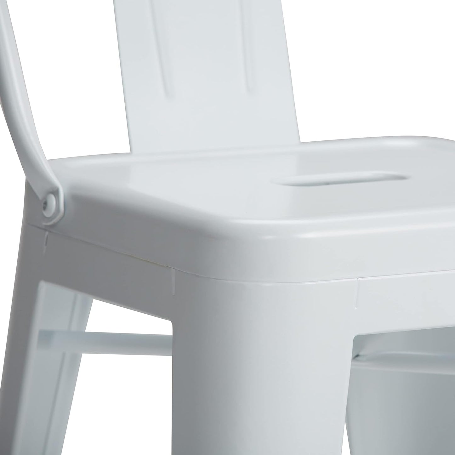 SIMPLIHOME Rayne Counter Stools (Set of 2) - 24 Inch Seat Height Metal Kitchen Seats in White, Industrial Seating for Dining Room or Kitchen with Curved Backrest and Footrest