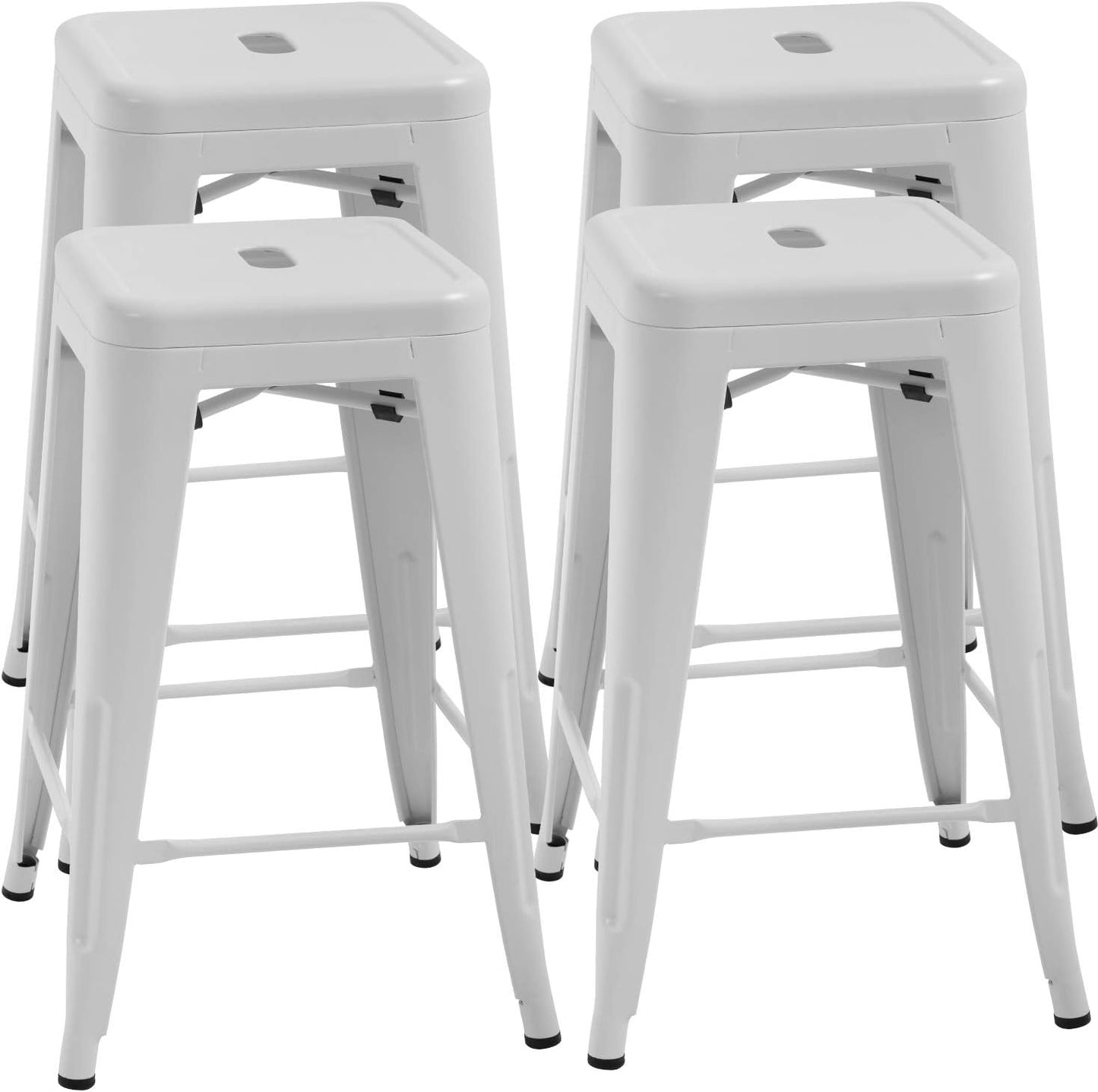 FDW Metal Bar Stools Set of 4 Counter Height Bar Stools 24 Inches Industrial Bar Chairs Patio Stool Stackable Backless Stool Indoor Outdoor Metal Kitchen Stools Bar Chairs (Black, 30")