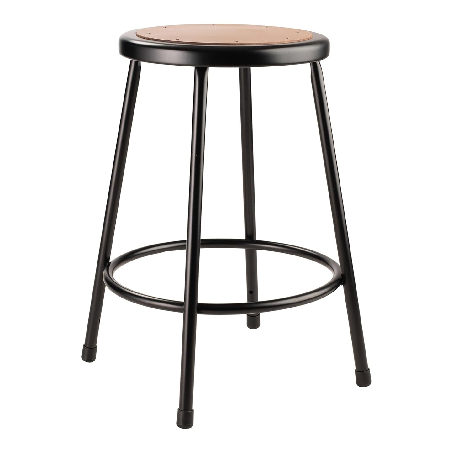 National Public Seating 6200 Series Heavy Duty 18 Inch Steel Stool with 1 Inch Round Seat Pan Supports up to 500 Pounds, Black Frame and Legs
