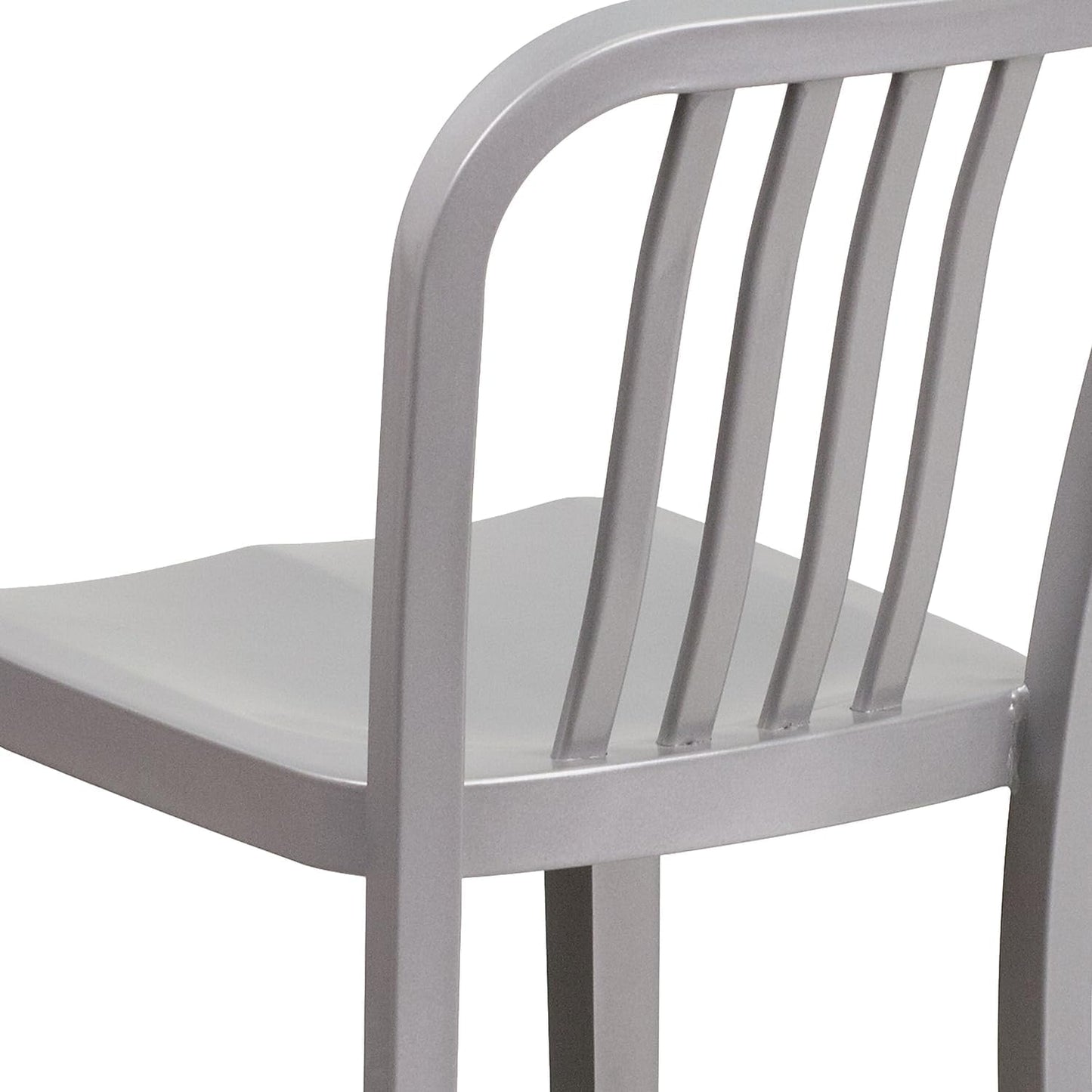 Flash Furniture 24" Commercial Grade Metal Counter Height Stool with Footrest, Modern Vertical Slat Back Stool for Restaurants and Kitchens, Silver