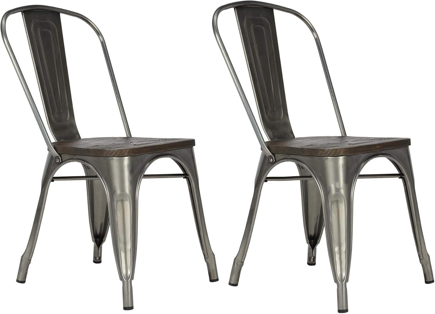 DHP Fusion Metal Backless 30" Barstool with Wood Seat, Distressed Metal Finish for Industrial Appeal, Set of two, Antique Gun Metal