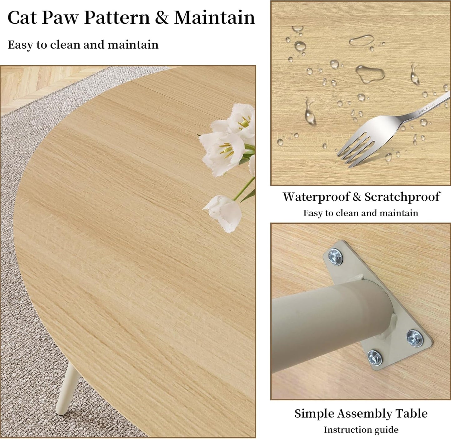 43.3 Inch Cream Round Dining Table for 4, Space-Saving Dinette Perfect for Kitchen Dining Living Room(Cream Table)