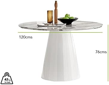 Palma White Marble Effect Round Pedestal Dining Table - Circlular 4 to 6 Seat Kitchen Table