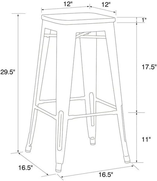 DHP Fusion Metal Backless 30" Barstool with Wood Seat, Distressed Metal Finish for Industrial Appeal, Set of two, Antique Gun Metal