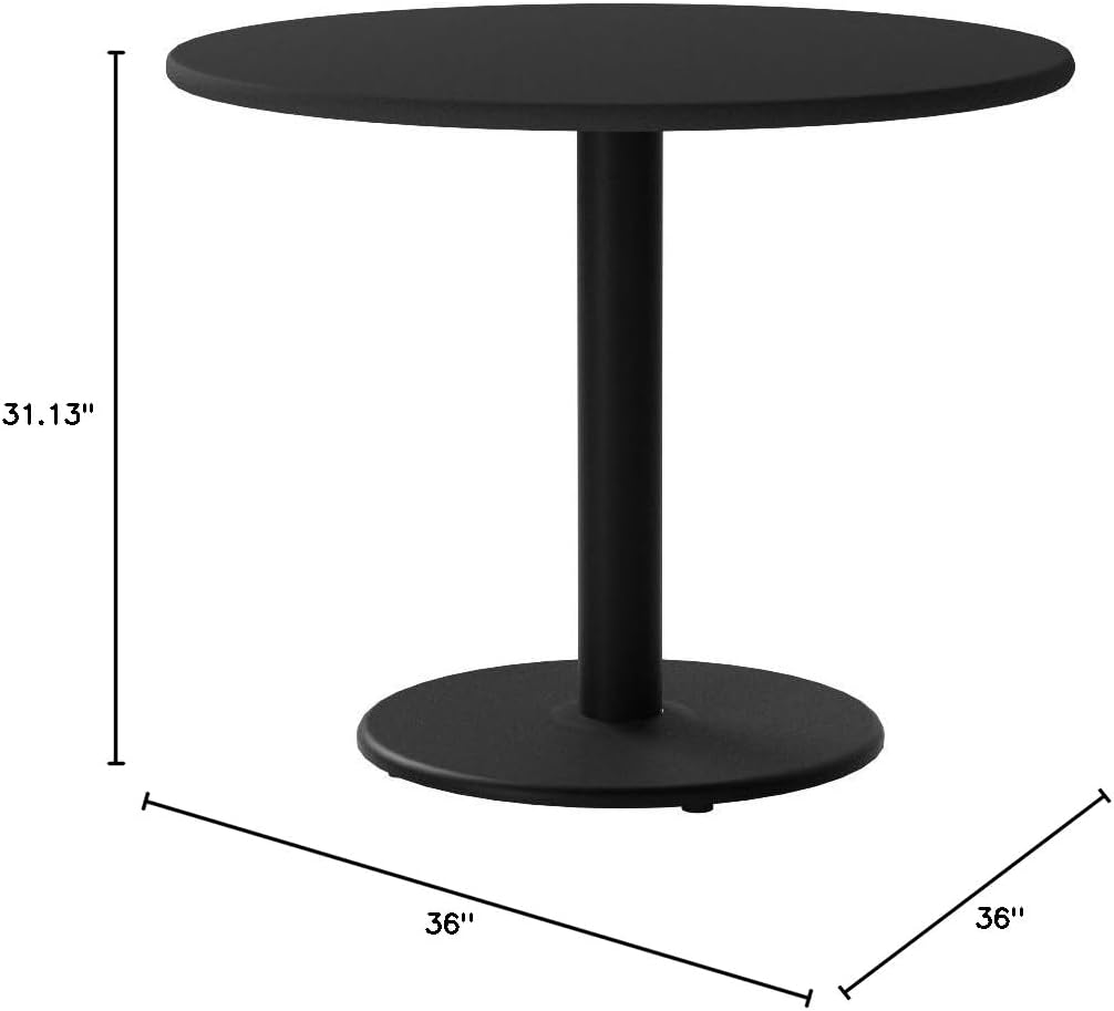 Flash Furniture Stiles 36'' Round Black Laminate Table Top with 24'' Round Table Height Base