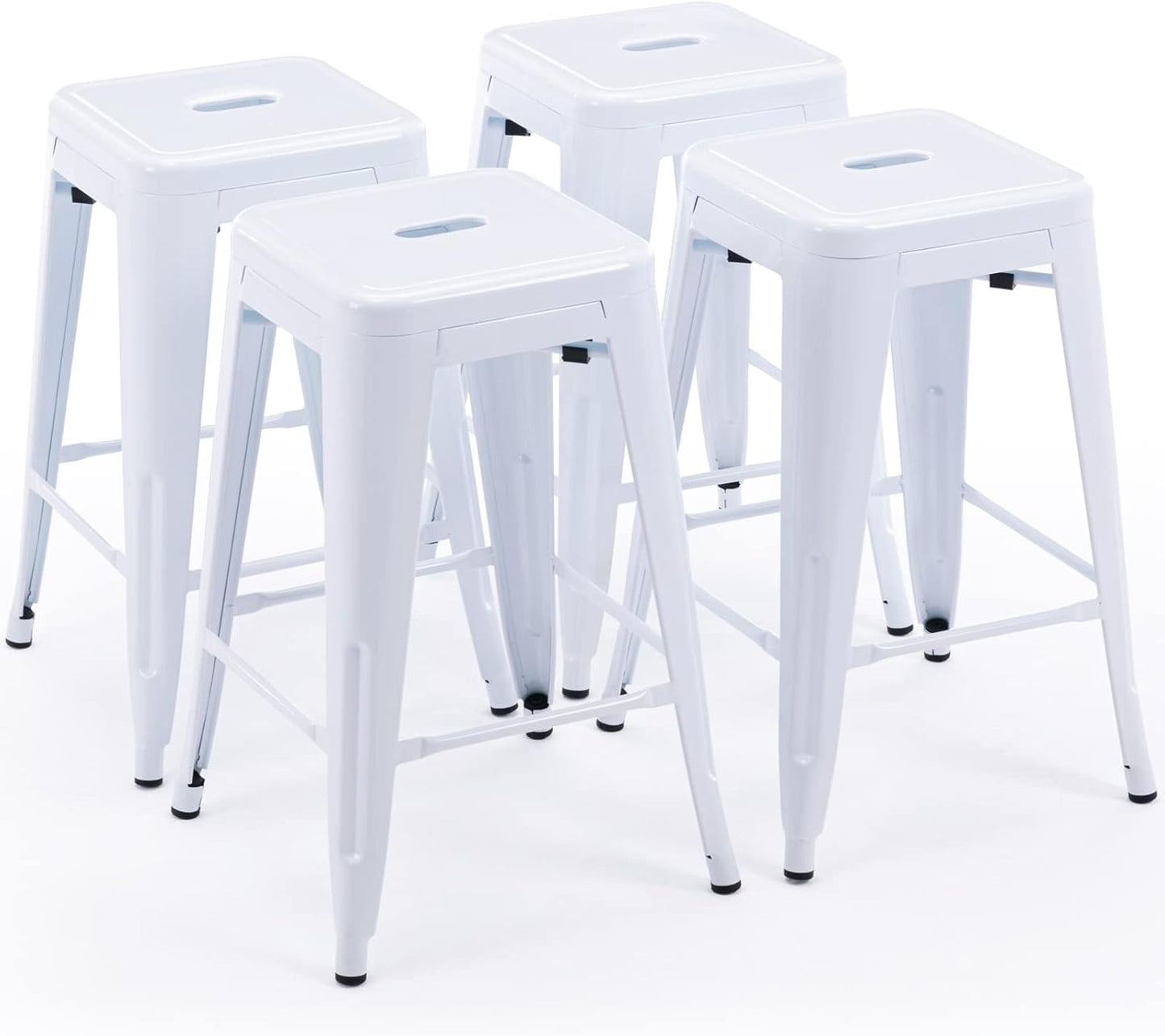 Vogue Furniture Direct 24" Bar Stools Black Backless Metal Barstools Indoor-Outdoor Counter Height Stools with Square Seat, Set of 2 - VF1571001