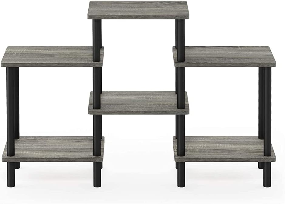 Furinno JAYA Simple Design Corner TV Stand, French Oak Grey/Black, 42.04 x 22.75 x 15.55 Inches