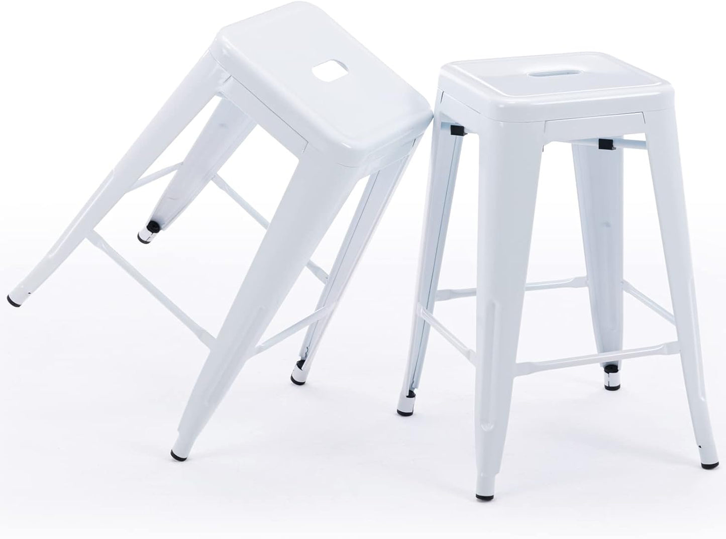 Vogue Furniture Direct 24" Bar Stools Black Backless Metal Barstools Indoor-Outdoor Counter Height Stools with Square Seat, Set of 2 - VF1571001