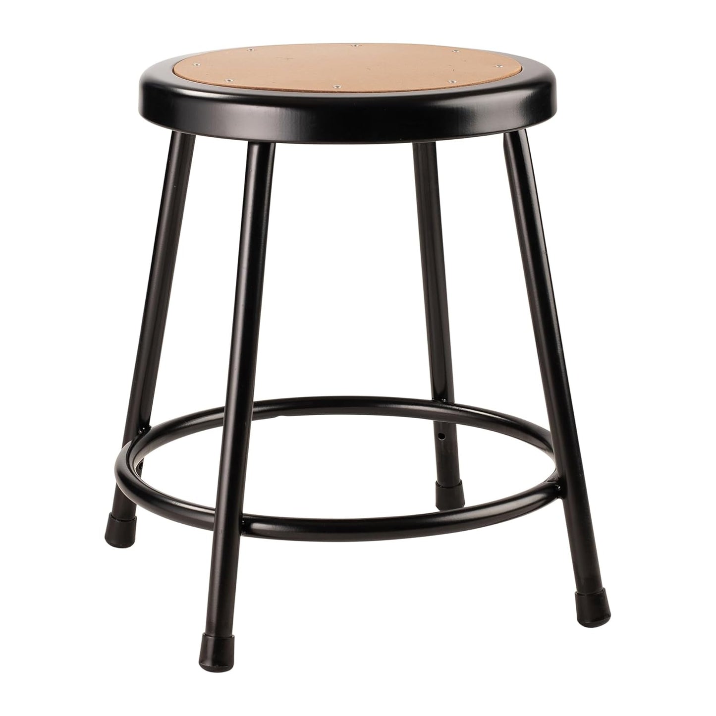 National Public Seating 6200 Series Heavy Duty 18 Inch Steel Stool with 1 Inch Round Seat Pan Supports up to 500 Pounds, Black Frame and Legs