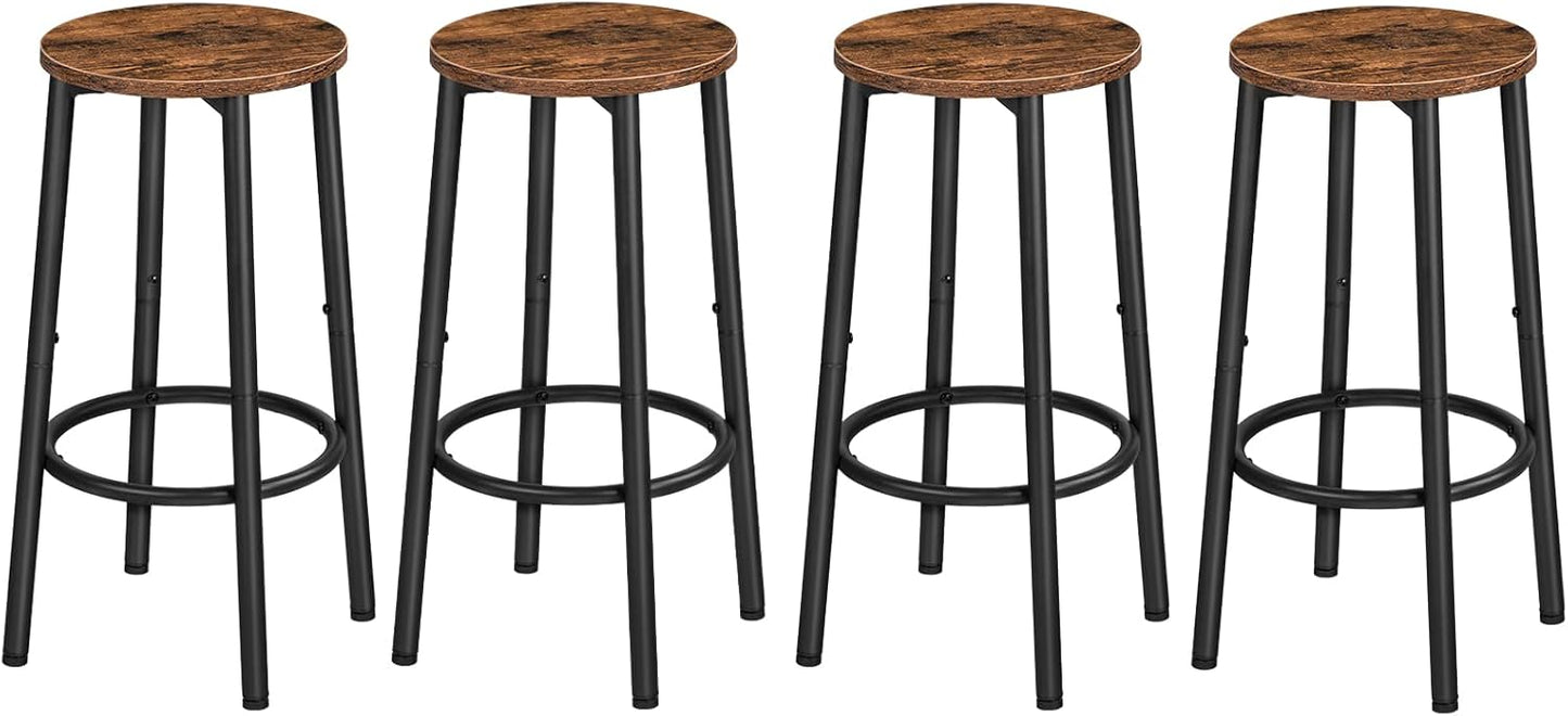 HOOBRO Bar Stool Set, Counter Height Stools with Footrest, Sturdy Steel Frame, for Dining Room, Kitchen Island, Party, Easy Assembly, Black BK03BY01N1