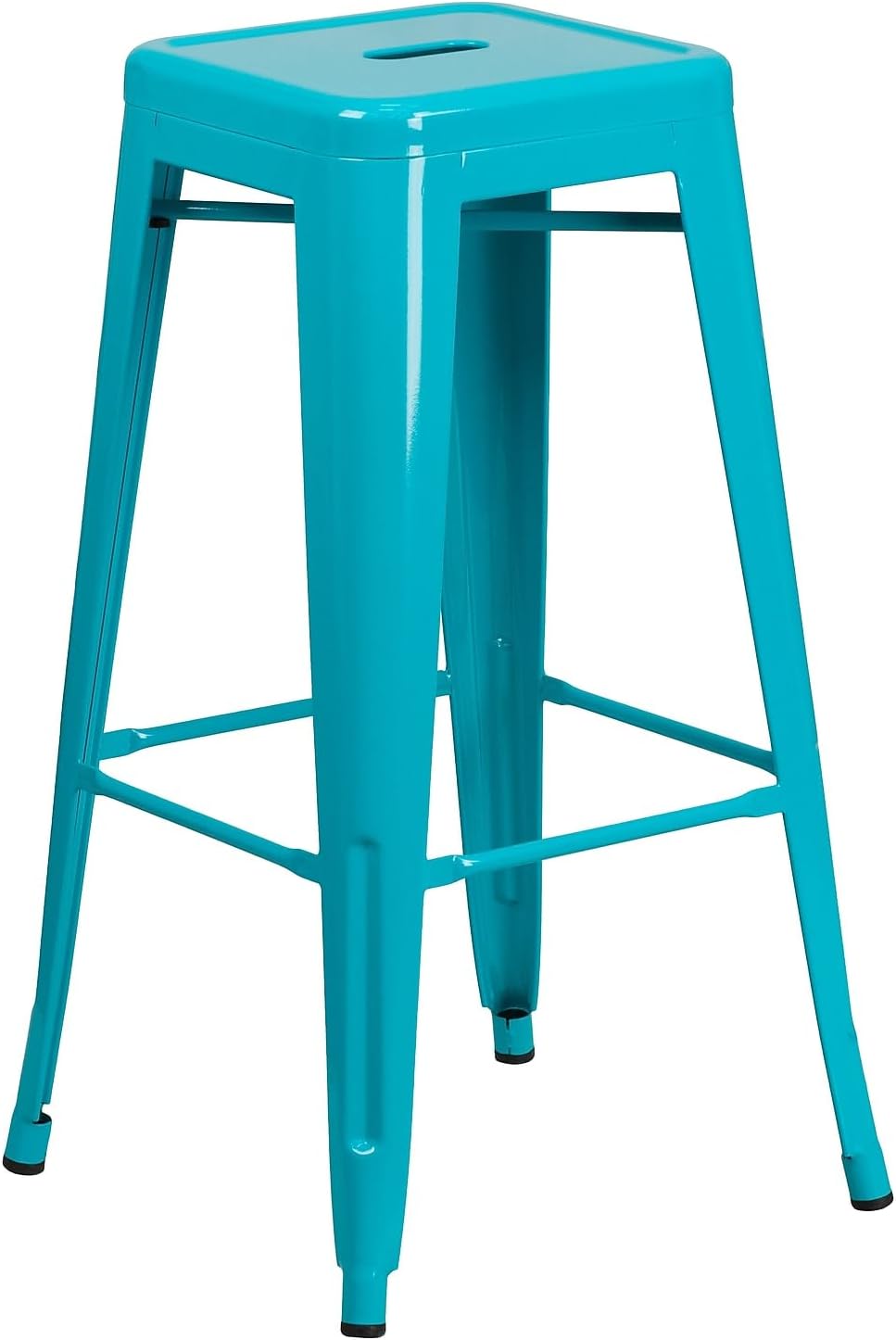 Flash Furniture 30"H Commercial Modern Metal Backless Barstool, Indoor/Outdoor Industrial Square Stacking Bar Stool for Patio Bars/Restaurants, Black