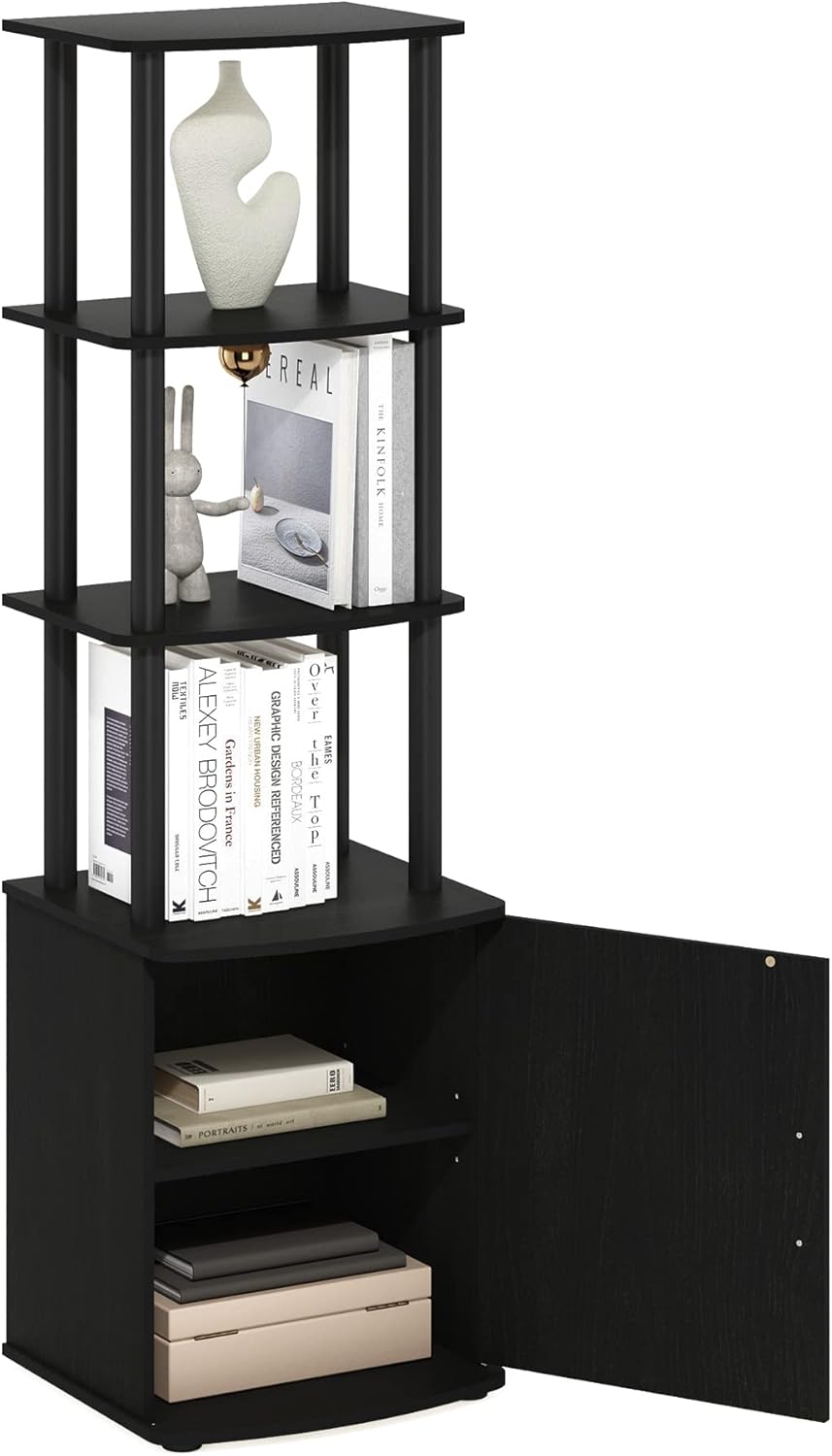 Furinno Turn-N-Tube No Tools 3D 3-Tier Entertainment TV Stand up to 50 inch TV, Round Tubes, French Oak Grey/Black