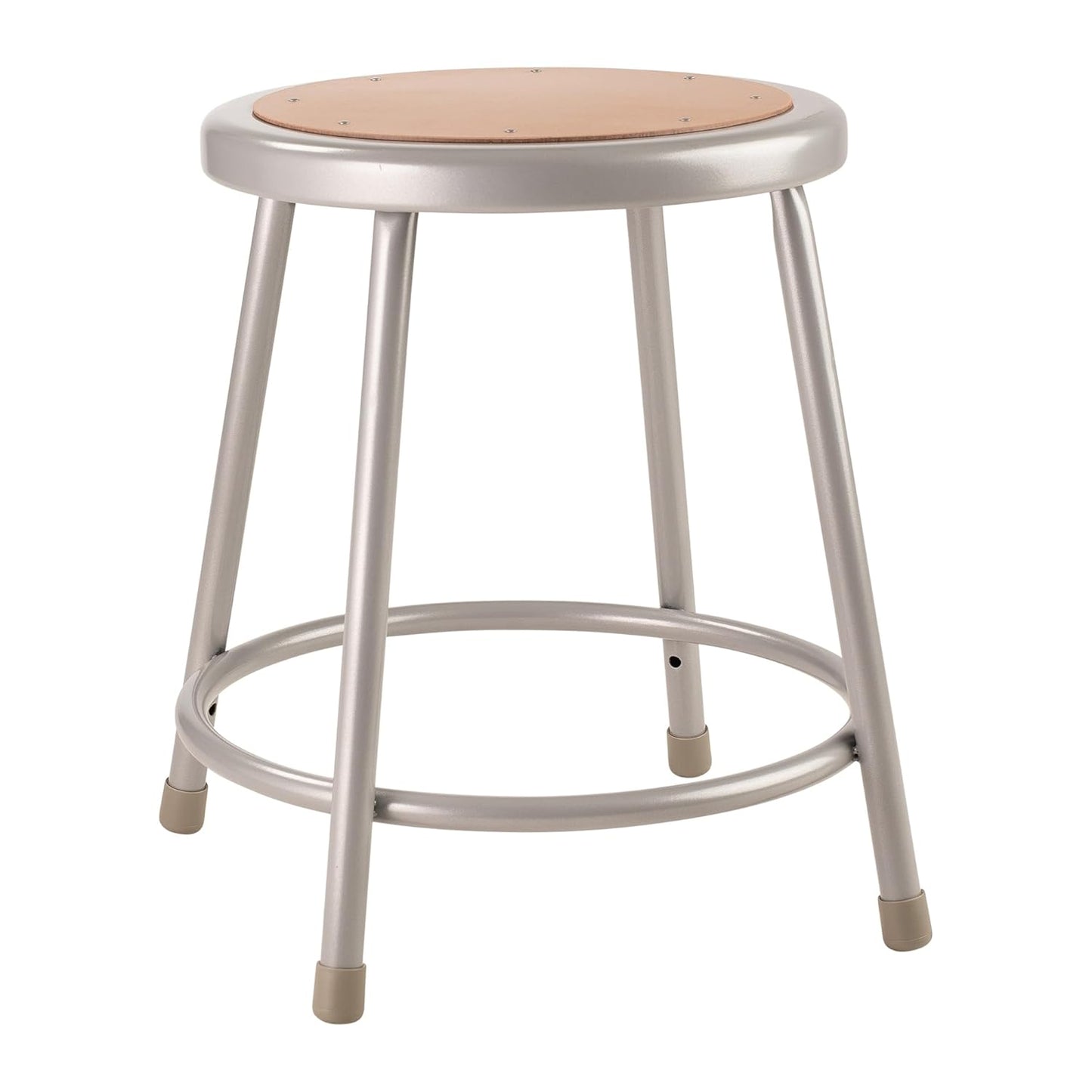 National Public Seating 6200 Series Heavy Duty 18 Inch Steel Stool with 1 Inch Round Seat Pan Supports up to 500 Pounds, Black Frame and Legs