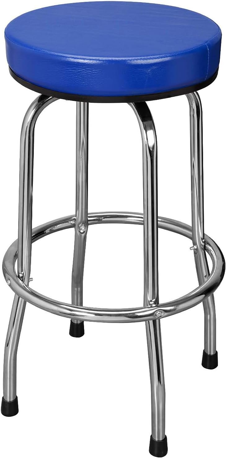BIG RED Torin Swivel Bar Stool: Padded Garage/Shop Seat with Chrome Plated Legs, Black, 28.74" Tall, 18.5" Diameter