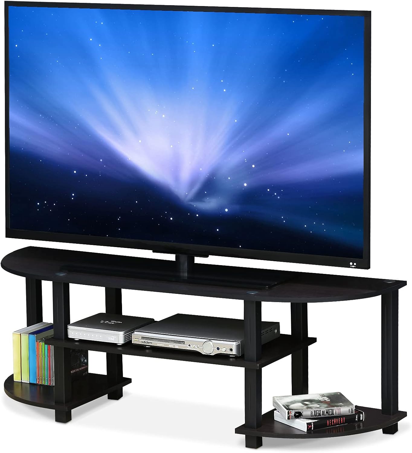 Furinno Turn-S-Tube Wide TV Entertainment Center, Black/Grey