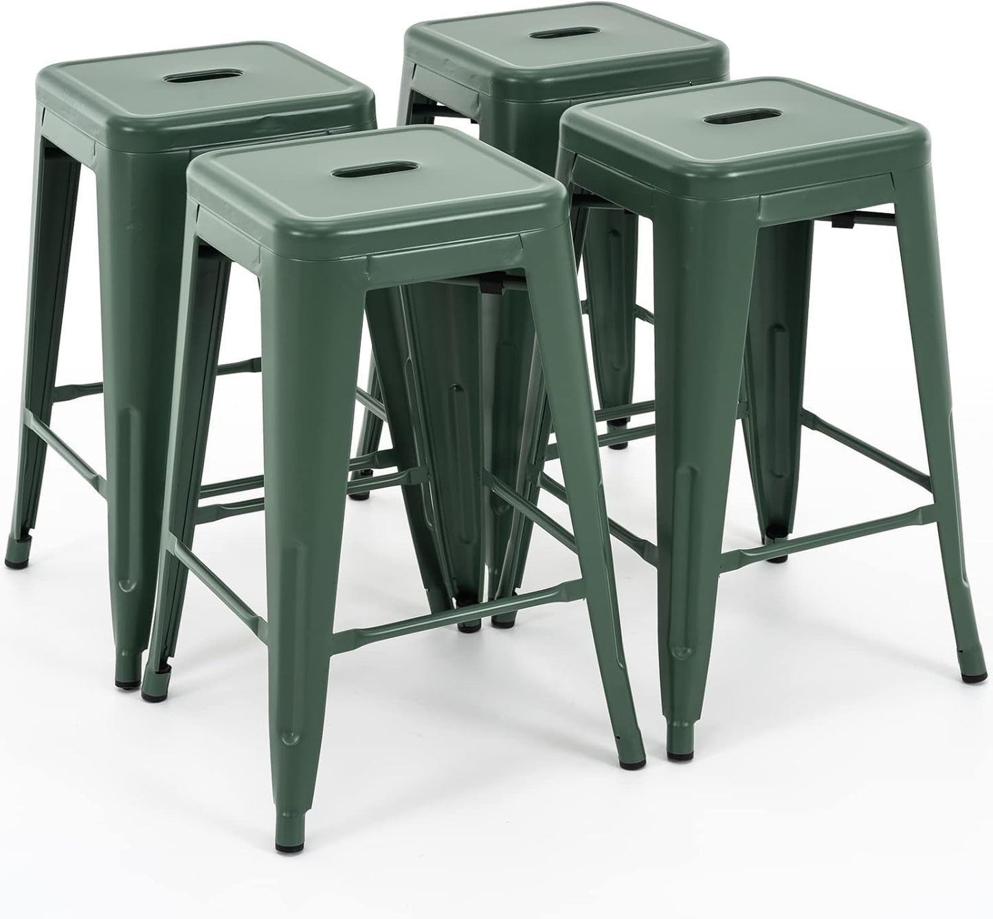 Vogue Furniture Direct 24" Bar Stools Black Backless Metal Barstools Indoor-Outdoor Counter Height Stools with Square Seat, Set of 2 - VF1571001