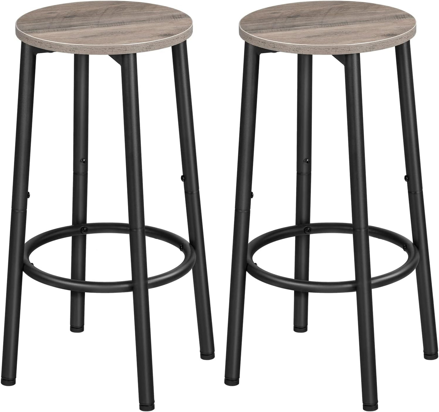 HOOBRO Bar Stool Set, Counter Height Stools with Footrest, Sturdy Steel Frame, for Dining Room, Kitchen Island, Party, Easy Assembly, Black BK03BY01N1
