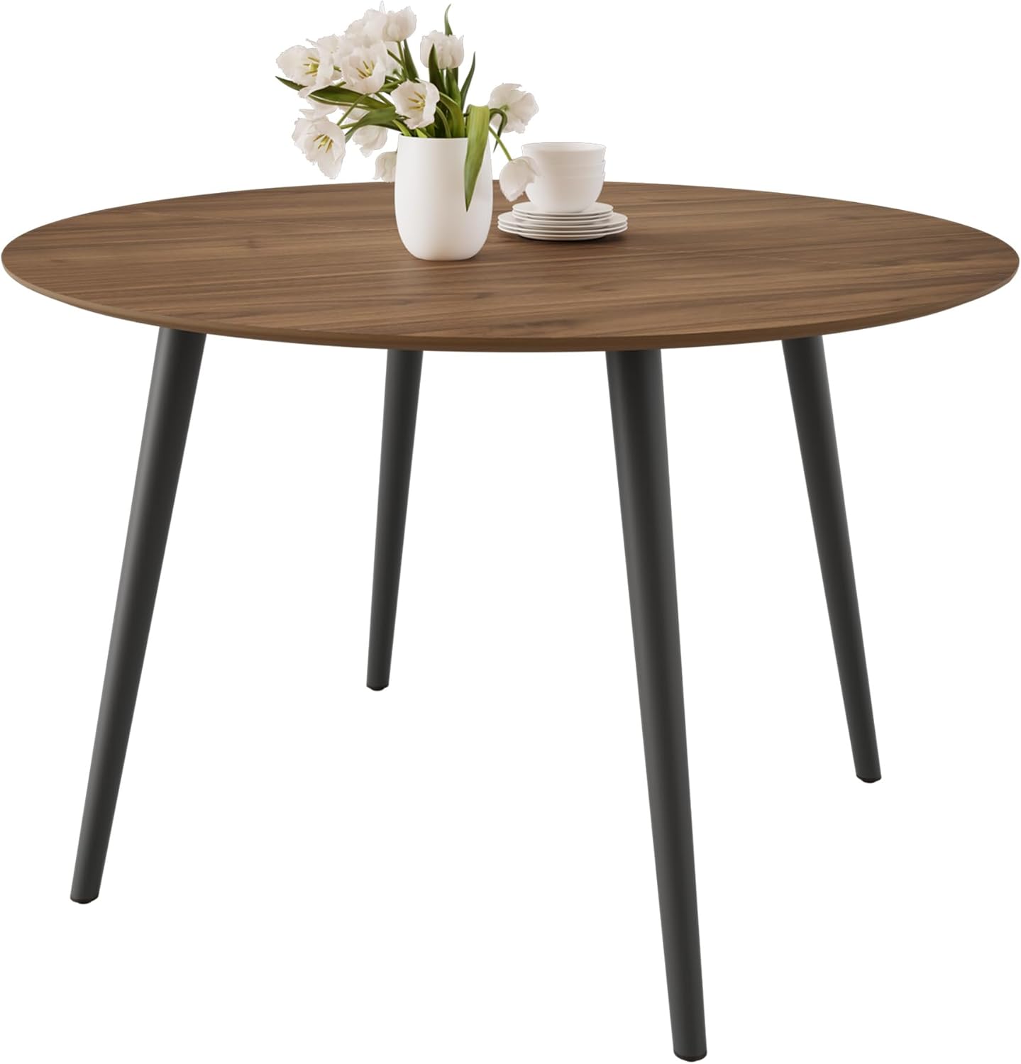 43.3 Inch Cream Round Dining Table for 4, Space-Saving Dinette Perfect for Kitchen Dining Living Room(Cream Table)