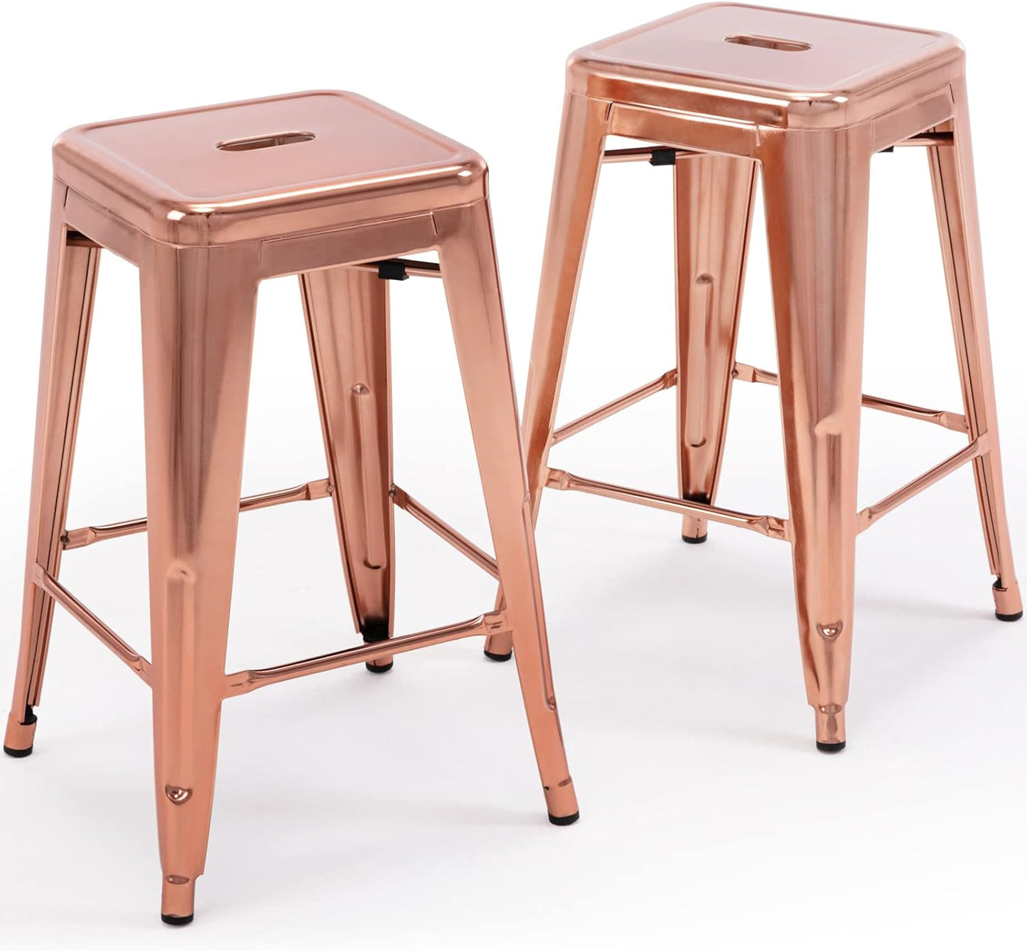 Vogue Furniture Direct 24" Bar Stools Black Backless Metal Barstools Indoor-Outdoor Counter Height Stools with Square Seat, Set of 2 - VF1571001