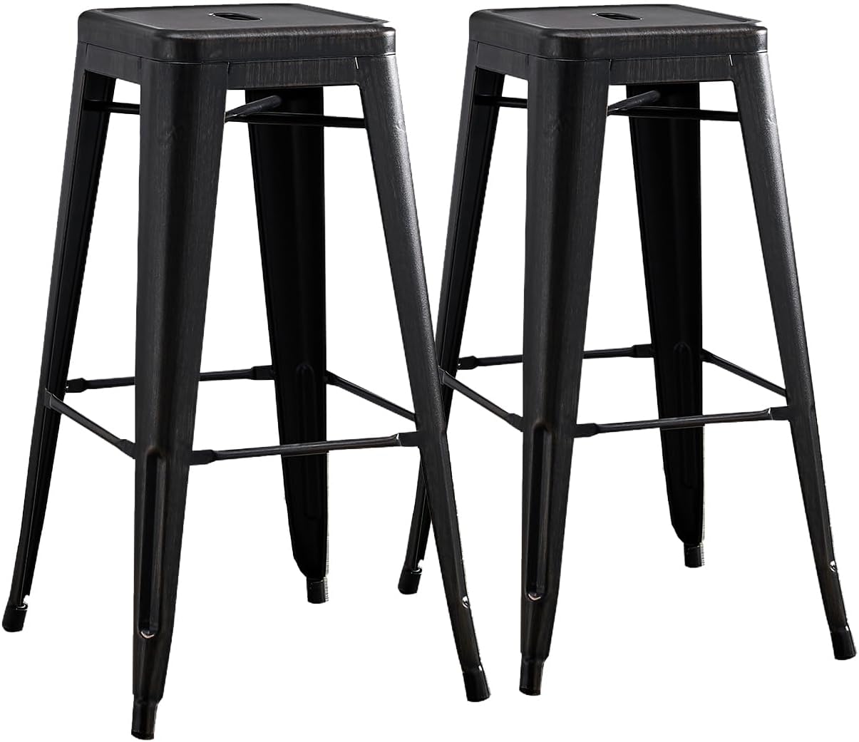 AC Pacific 24” Metal Backless Barstool Set of 2 – Country Rustic Style, Lightweight & Sturdy Build, Easy Assembly – Matte Black Finish