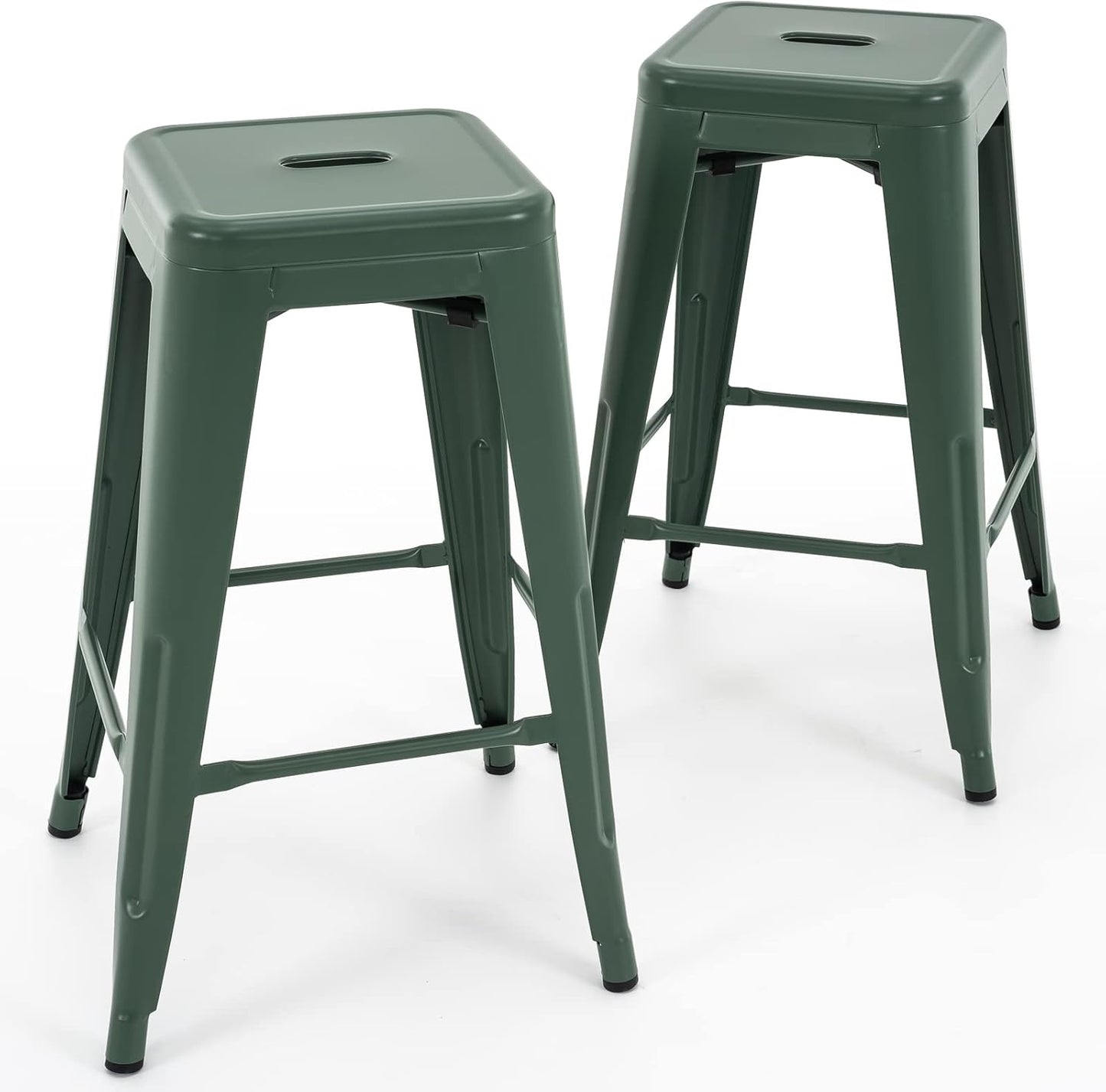Vogue Furniture Direct 24" Bar Stools Black Backless Metal Barstools Indoor-Outdoor Counter Height Stools with Square Seat, Set of 2 - VF1571001