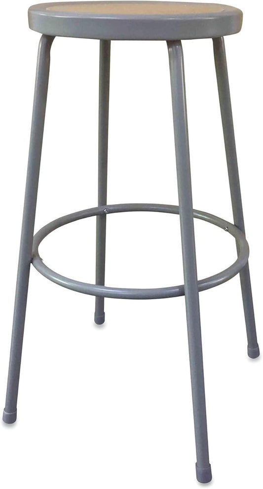Alera Industrial Metal Shop Stool, Backless, Supports Up to 300 Lb, 30" Seat Height, Brown Seat, Gray Base