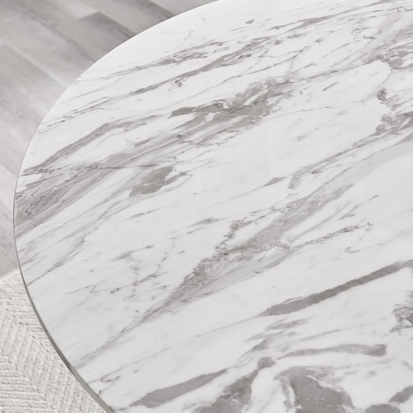 Palma White Marble Effect Round Pedestal Dining Table - Circlular 4 to 6 Seat Kitchen Table