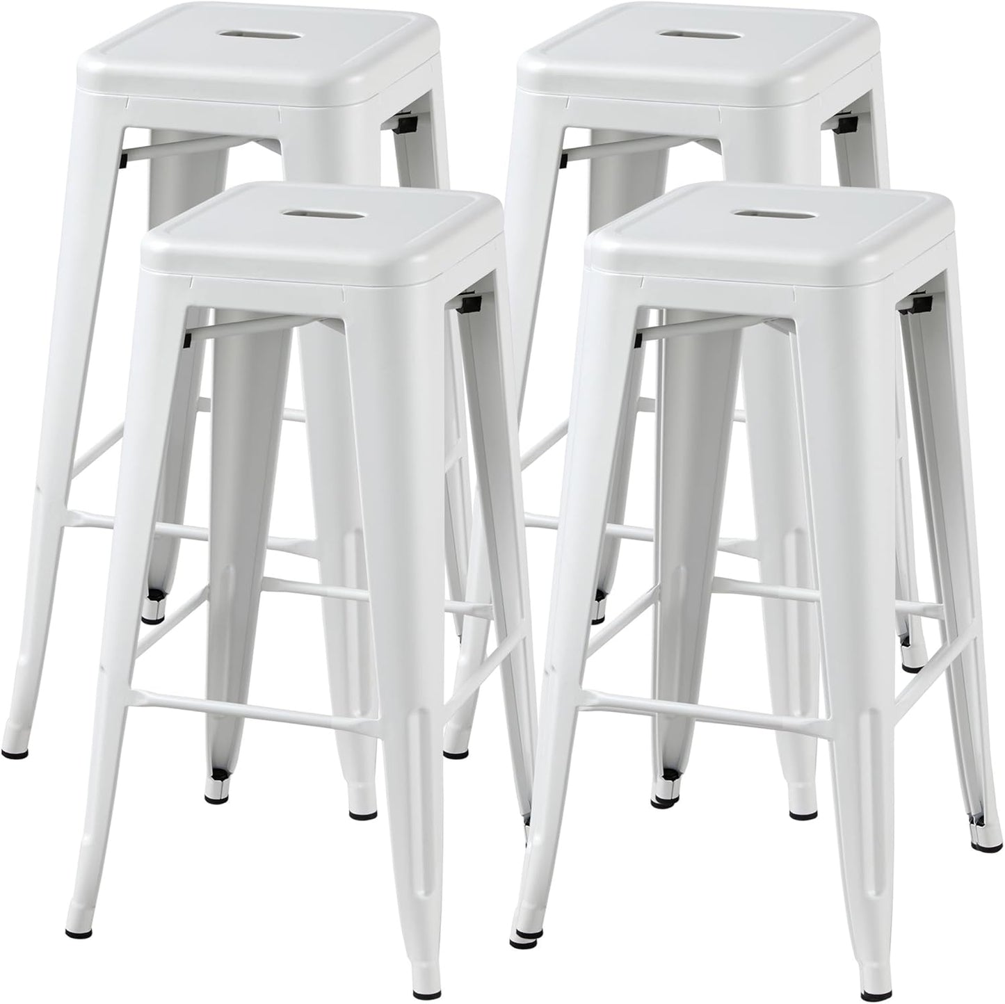Yaheetech 30 Inches Metal Bar Stools, Set of 4 Bar Height Backless Bartools, Indoor/Outdoor Stackable Kitchen Dining Chair, High Patio Furniture, Black