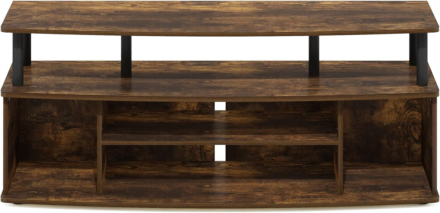 Furinno Jaya Large Entertainment Center Stand Unit/TV for up to 55 inch, Amber Pine/Black