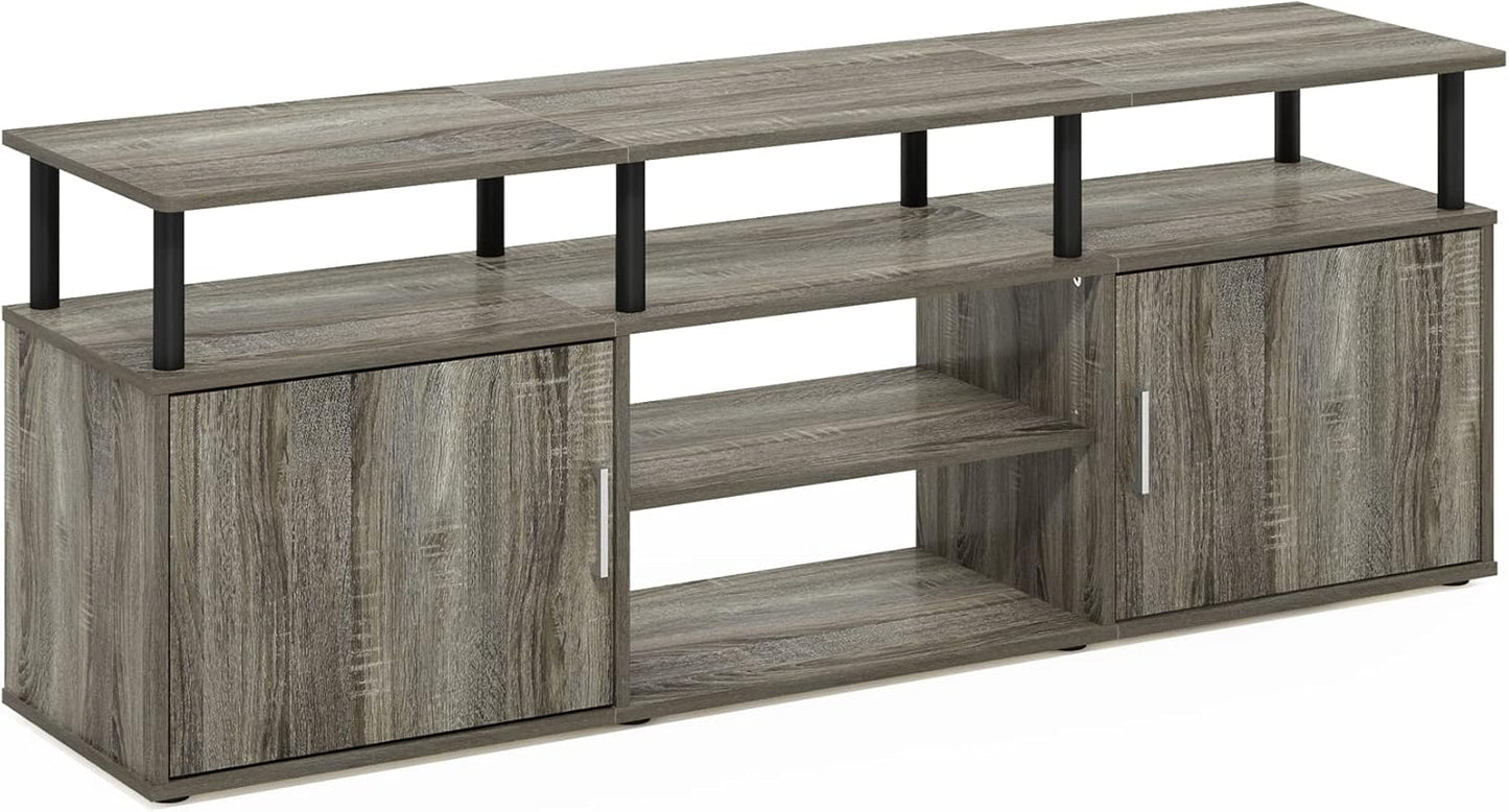 Furinno JAYA Large Entertainment Stand for TV Up to 55 Inch, French Oak Grey/Black