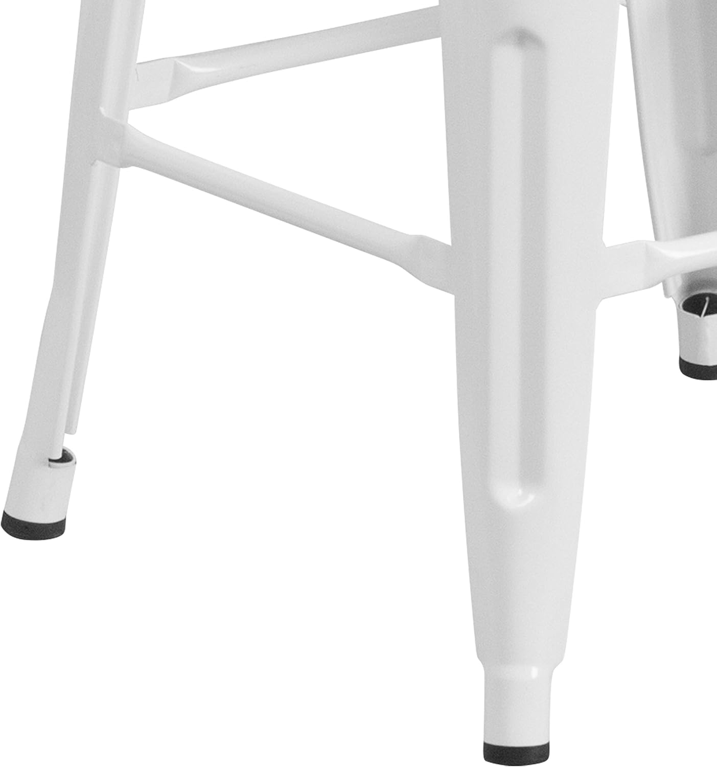 EMMA + OLIVER Commercial Grade 30" H Backless White Metal Indoor-Outdoor Barstool, Square