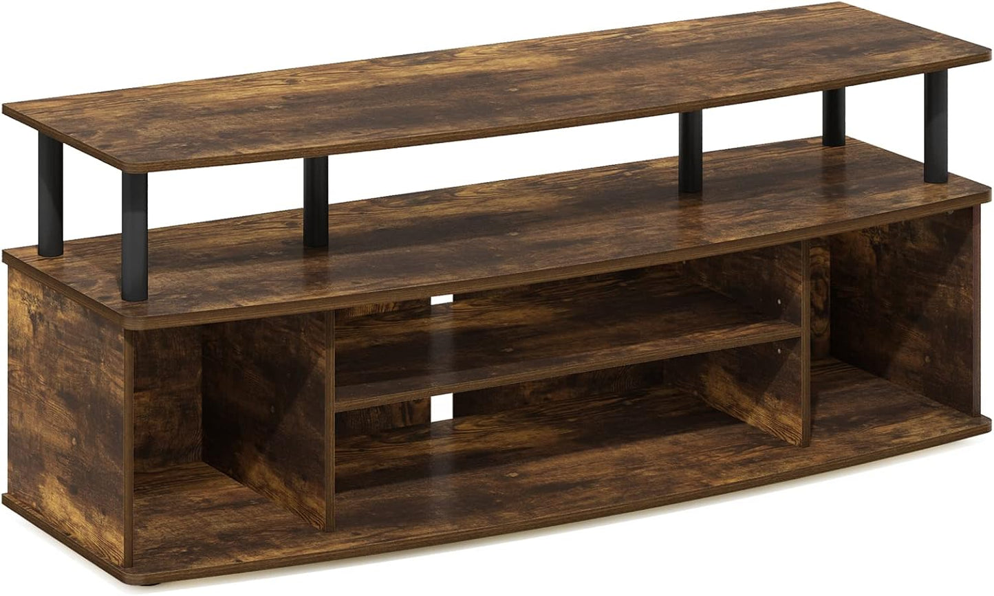 Furinno Jaya Large Entertainment Center Stand Unit/TV for up to 55 inch, Amber Pine/Black
