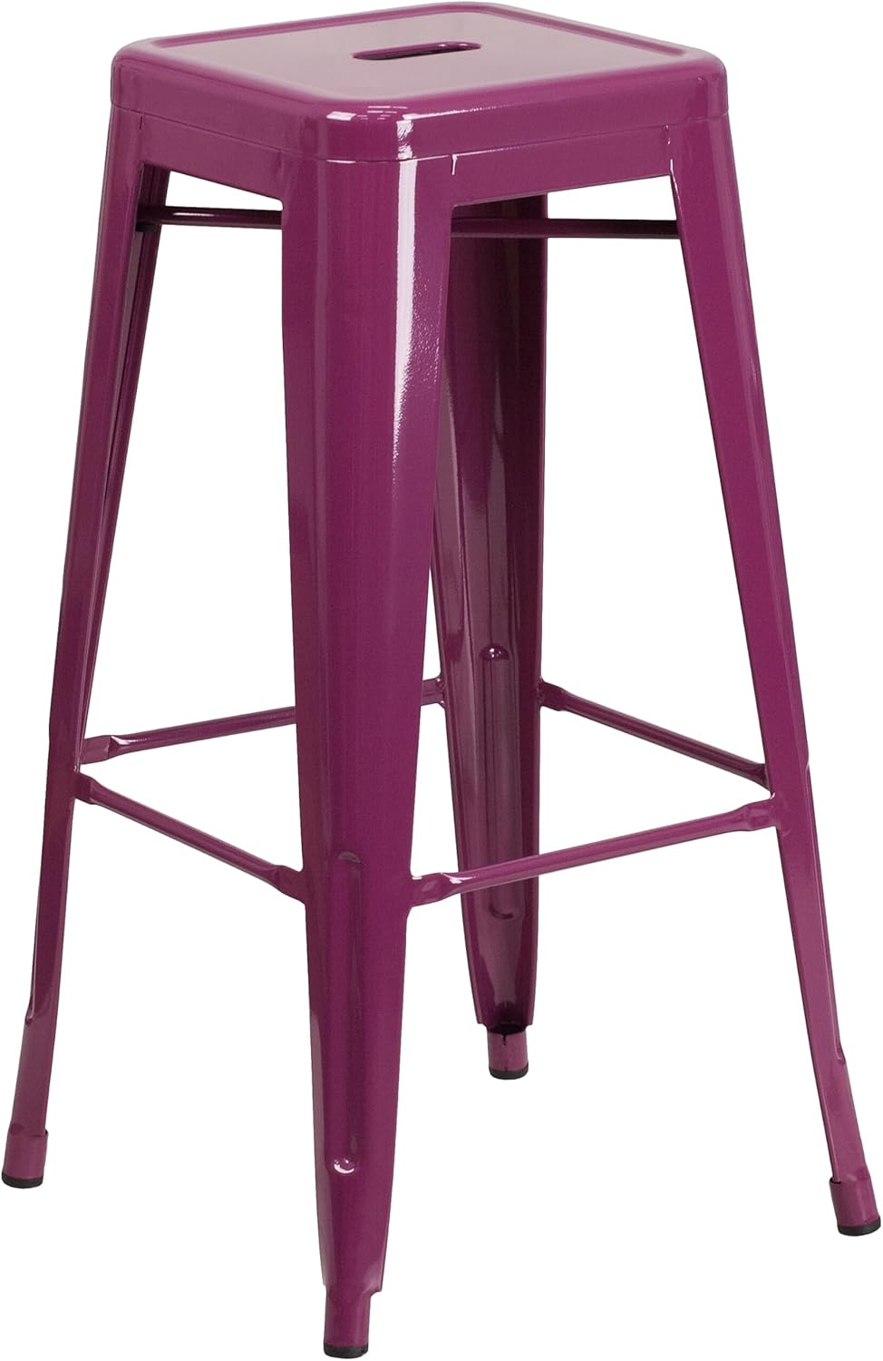 Flash Furniture 30"H Commercial Modern Metal Backless Barstool, Indoor/Outdoor Industrial Square Stacking Bar Stool for Patio Bars/Restaurants, Black