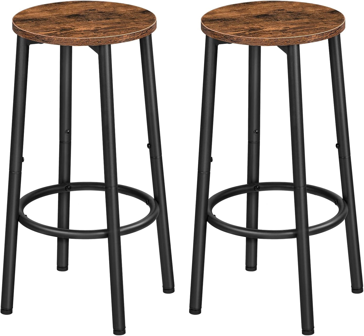 HOOBRO Bar Stool Set, Counter Height Stools with Footrest, Sturdy Steel Frame, for Dining Room, Kitchen Island, Party, Easy Assembly, Black BK03BY01N1
