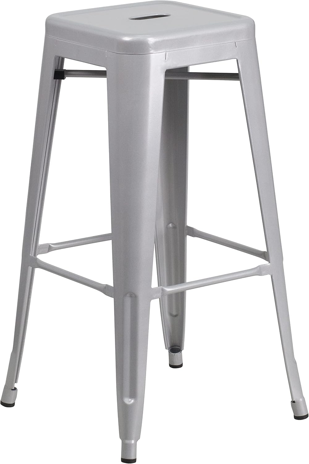 Flash Furniture 30"H Commercial Modern Metal Backless Barstool, Indoor/Outdoor Industrial Square Stacking Bar Stool for Patio Bars/Restaurants, Black