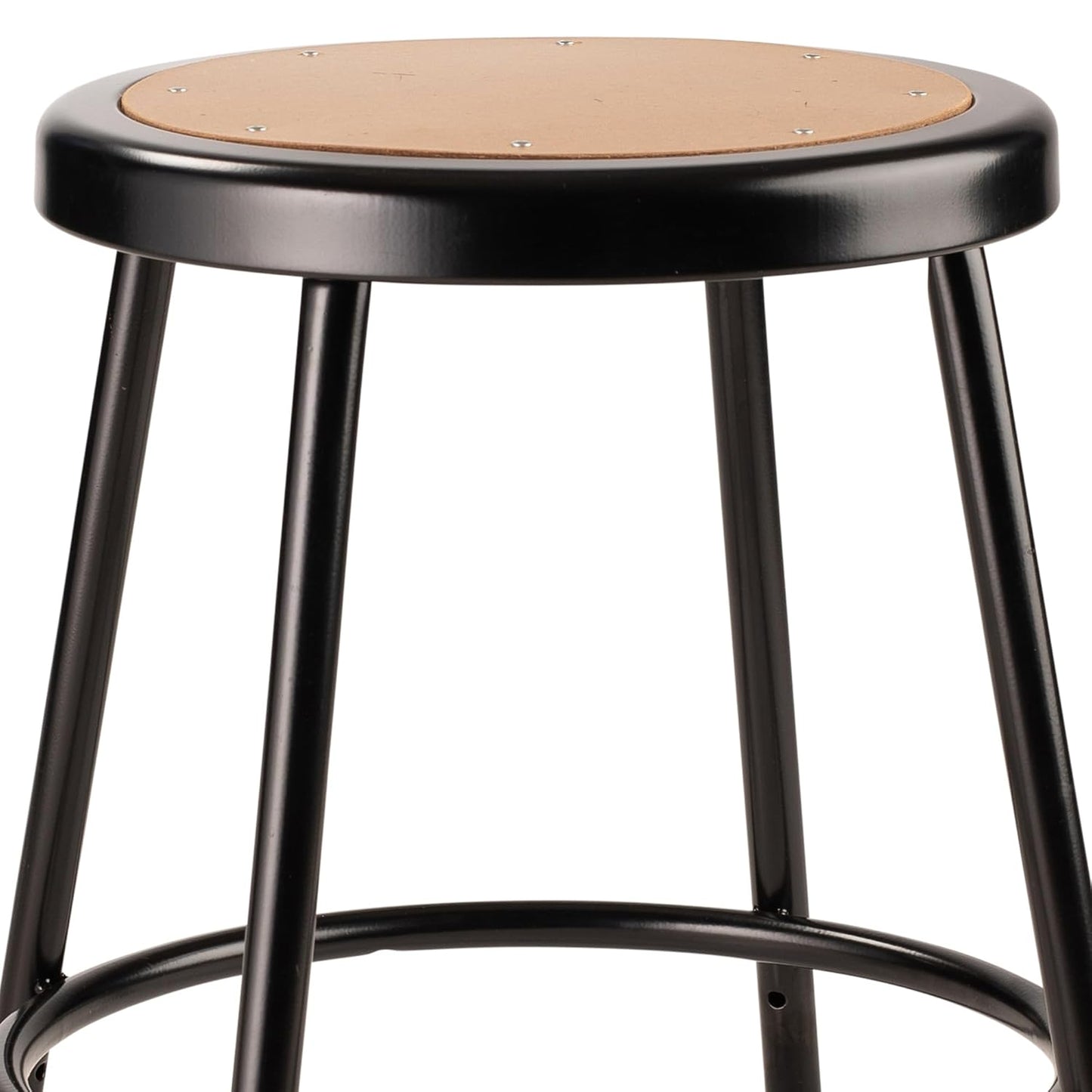 National Public Seating 6200 Series Heavy Duty 18 Inch Steel Stool with 1 Inch Round Seat Pan Supports up to 500 Pounds, Black Frame and Legs