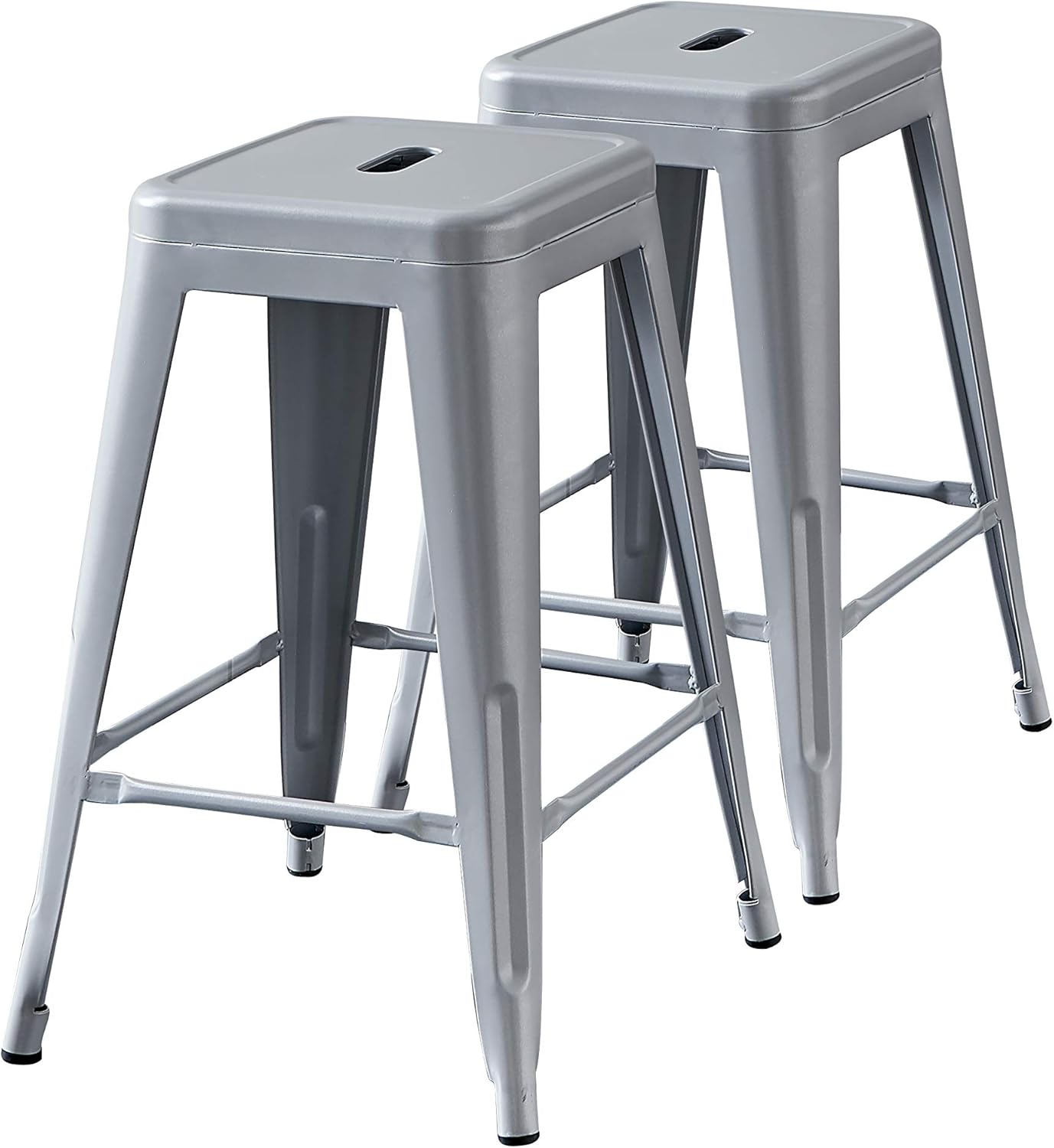 AC Pacific 24” Metal Backless Barstool Set of 2 – Country Rustic Style, Lightweight & Sturdy Build, Easy Assembly – Matte Black Finish