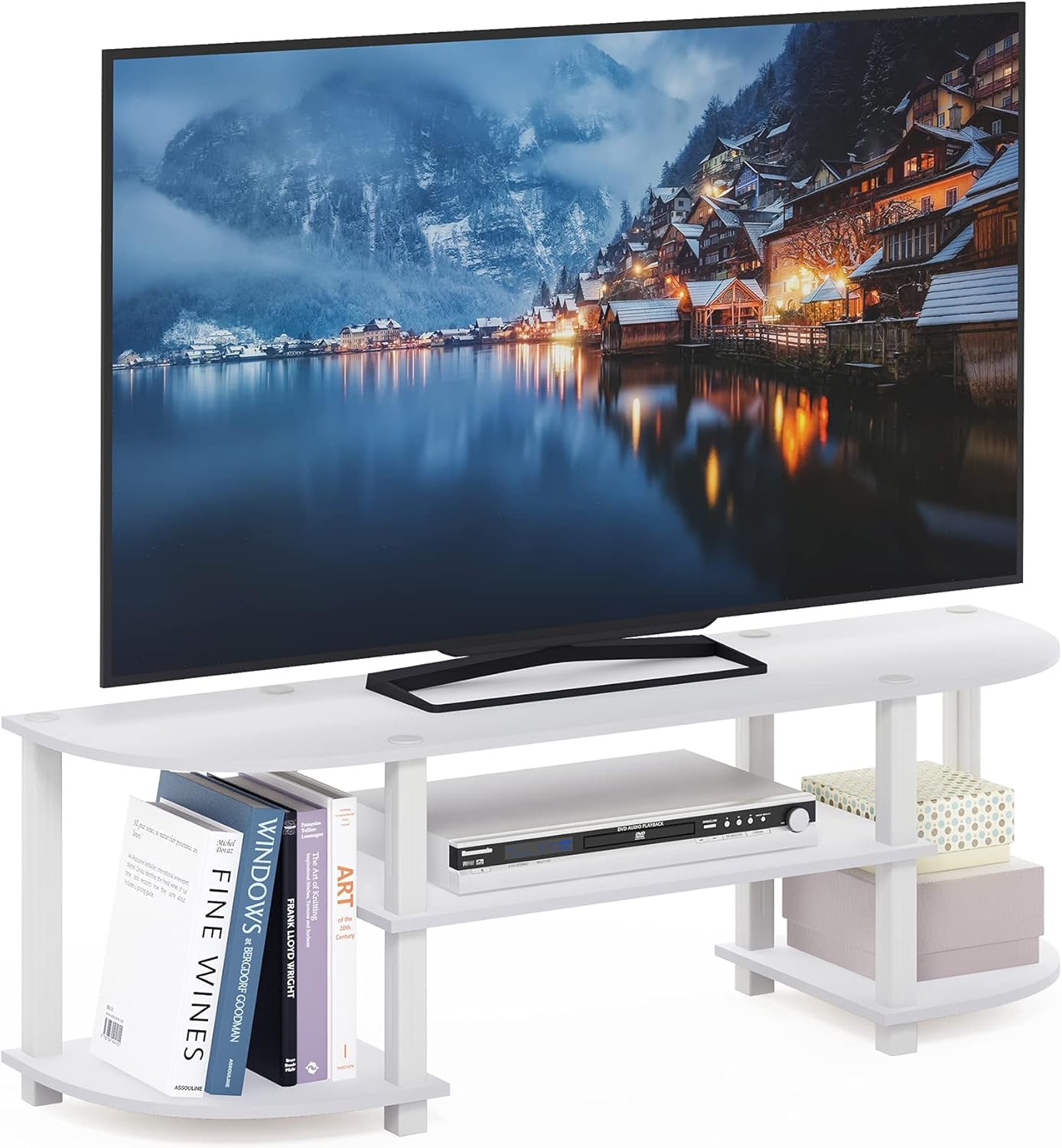 Furinno Turn-S-Tube Wide TV Entertainment Center, Black/Grey