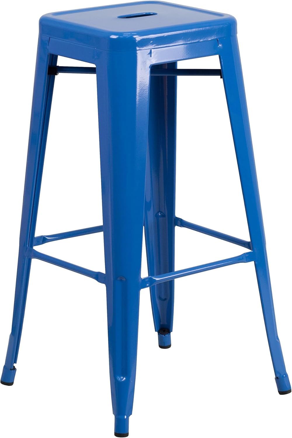 Flash Furniture 30"H Commercial Modern Metal Backless Barstool, Indoor/Outdoor Industrial Square Stacking Bar Stool for Patio Bars/Restaurants, Black