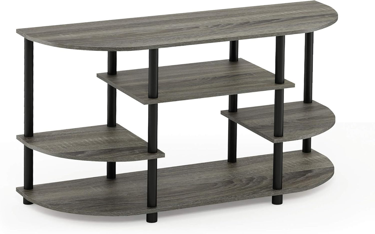 Furinno JAYA Simple Design Corner TV Stand, French Oak Grey/Black, 42.04 x 22.75 x 15.55 Inches
