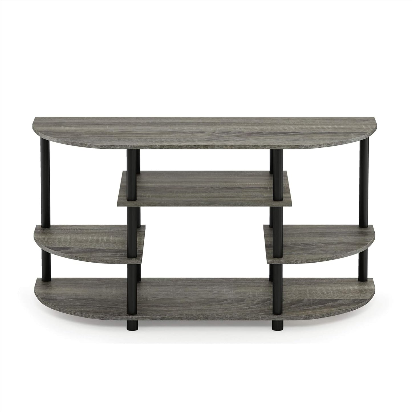 Furinno JAYA Simple Design Corner TV Stand, French Oak Grey/Black, 42.04 x 22.75 x 15.55 Inches