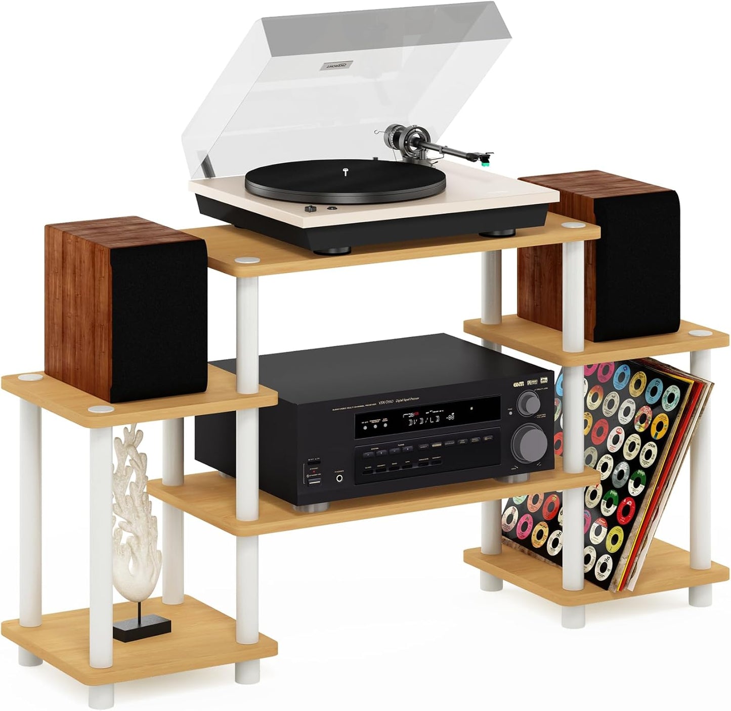 Furinno JAYA Simple Design Corner TV Stand, French Oak Grey/Black, 42.04 x 22.75 x 15.55 Inches