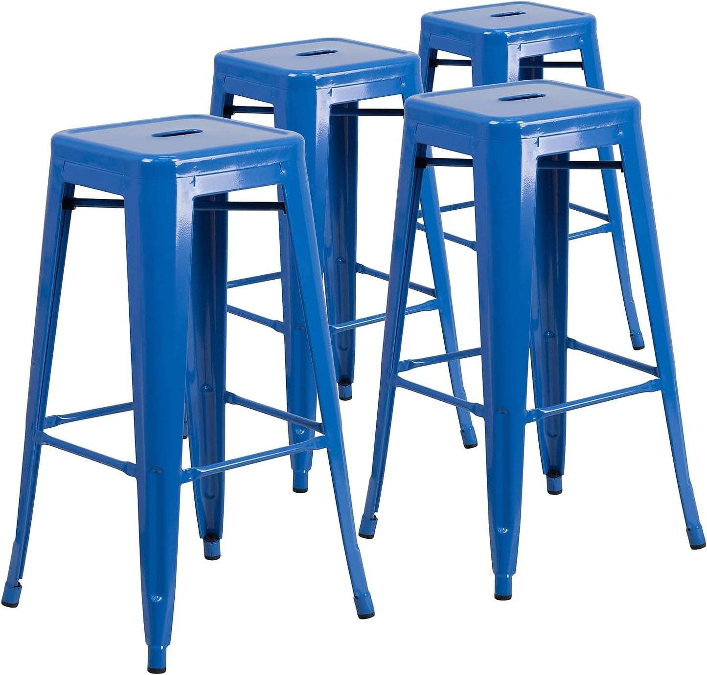 Flash Furniture 30"H Commercial Modern Metal Backless Barstool, Indoor/Outdoor Industrial Square Stacking Bar Stool for Patio Bars/Restaurants, Black