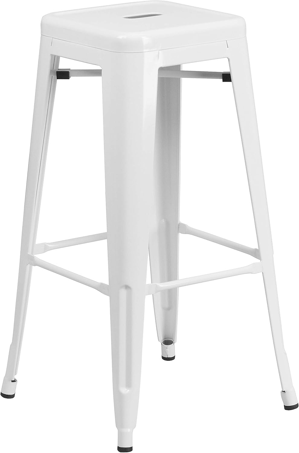 Flash Furniture 30"H Commercial Modern Metal Backless Barstool, Indoor/Outdoor Industrial Square Stacking Bar Stool for Patio Bars/Restaurants, Black