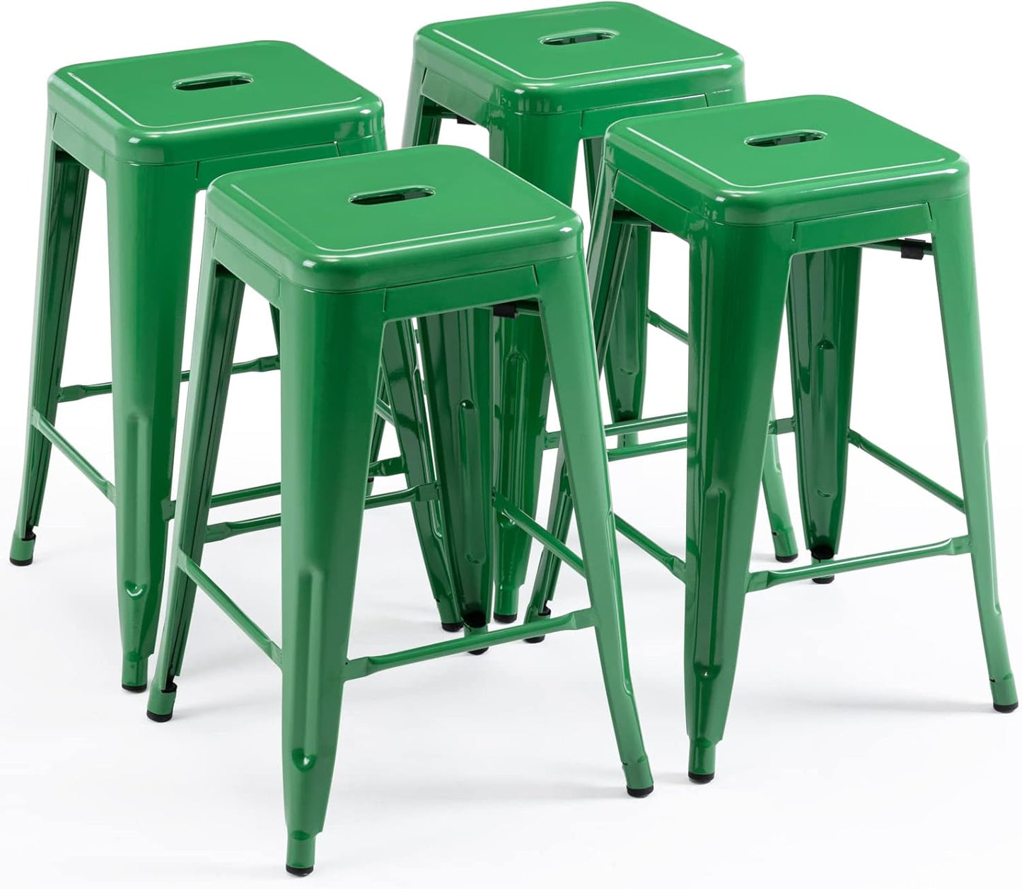 Vogue Furniture Direct 24" Bar Stools Black Backless Metal Barstools Indoor-Outdoor Counter Height Stools with Square Seat, Set of 2 - VF1571001