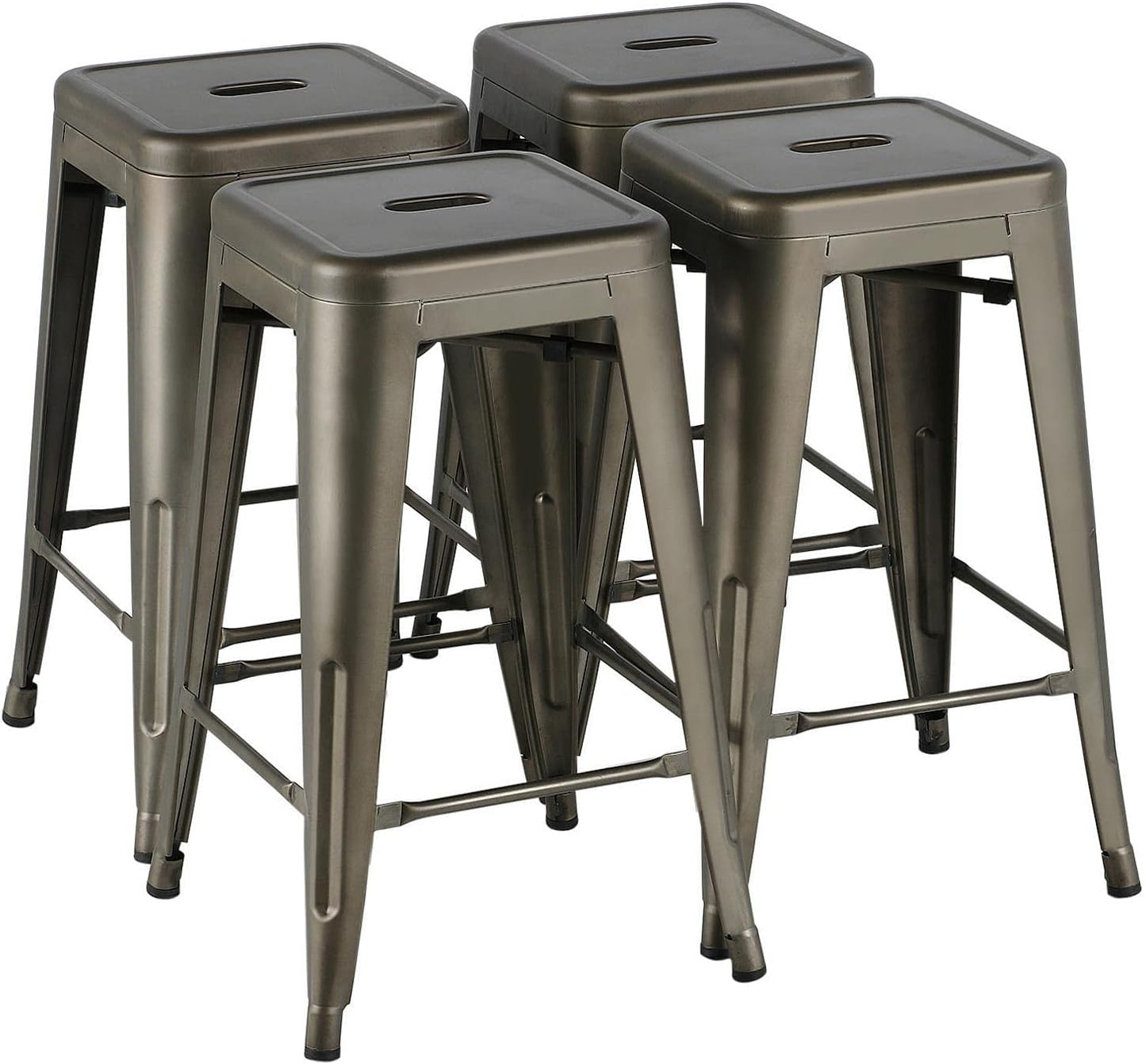Yaheetech 30 Inches Metal Bar Stools, Set of 4 Bar Height Backless Bartools, Indoor/Outdoor Stackable Kitchen Dining Chair, High Patio Furniture, Black