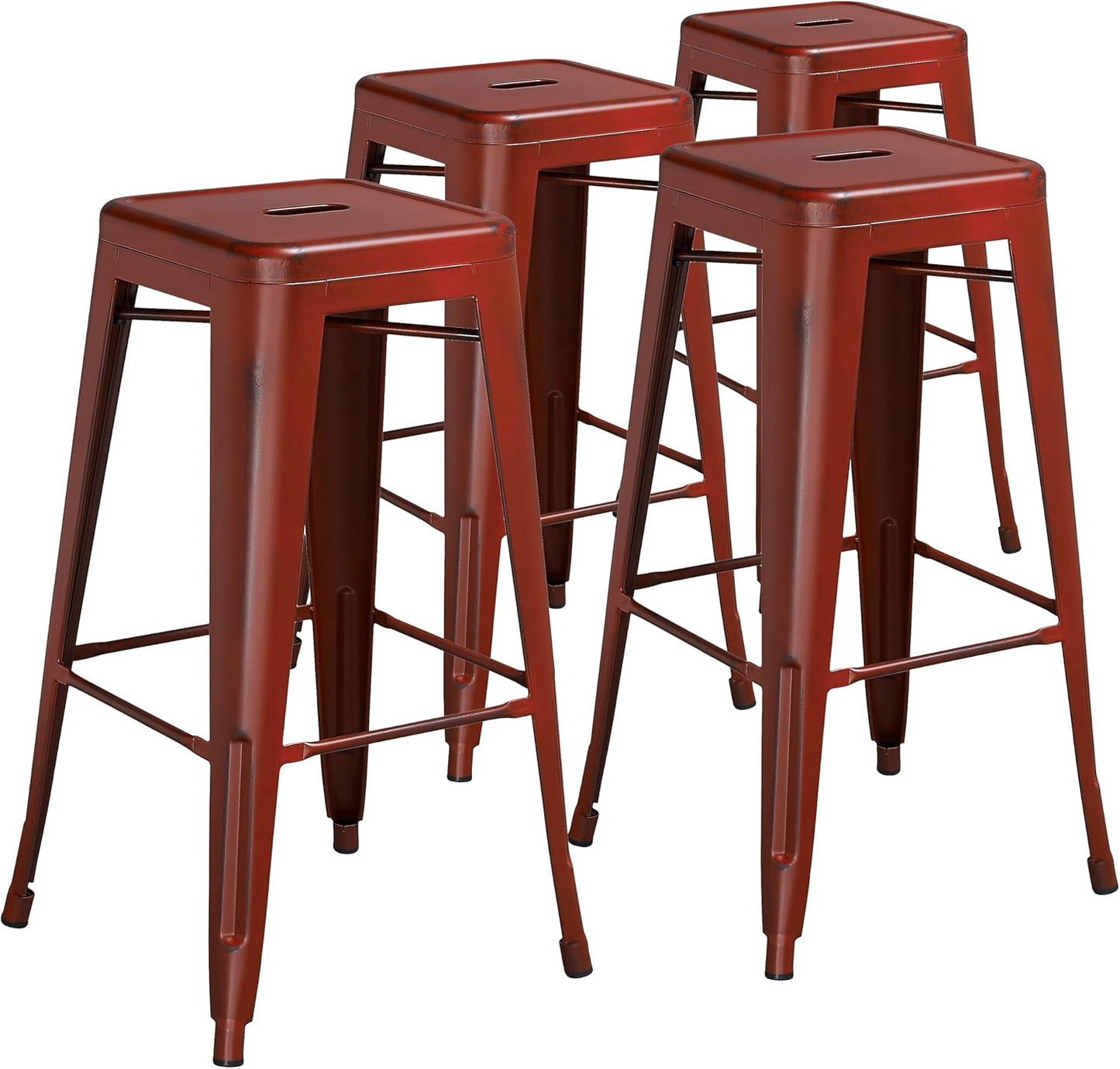 Flash Furniture 30"H Commercial Modern Metal Backless Barstool, Indoor/Outdoor Industrial Square Stacking Bar Stool for Patio Bars/Restaurants, Black