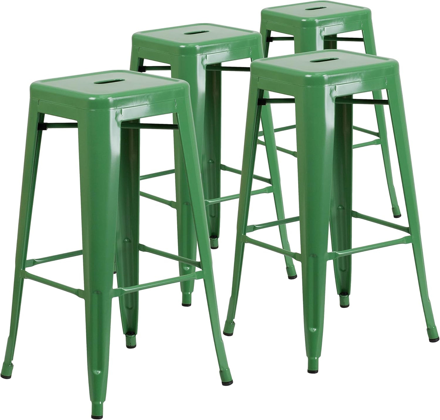 Flash Furniture 30"H Commercial Modern Metal Backless Barstool, Indoor/Outdoor Industrial Square Stacking Bar Stool for Patio Bars/Restaurants, Black